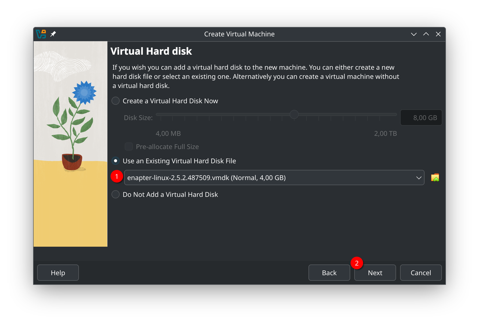 Virtual Hard Disk Selected
