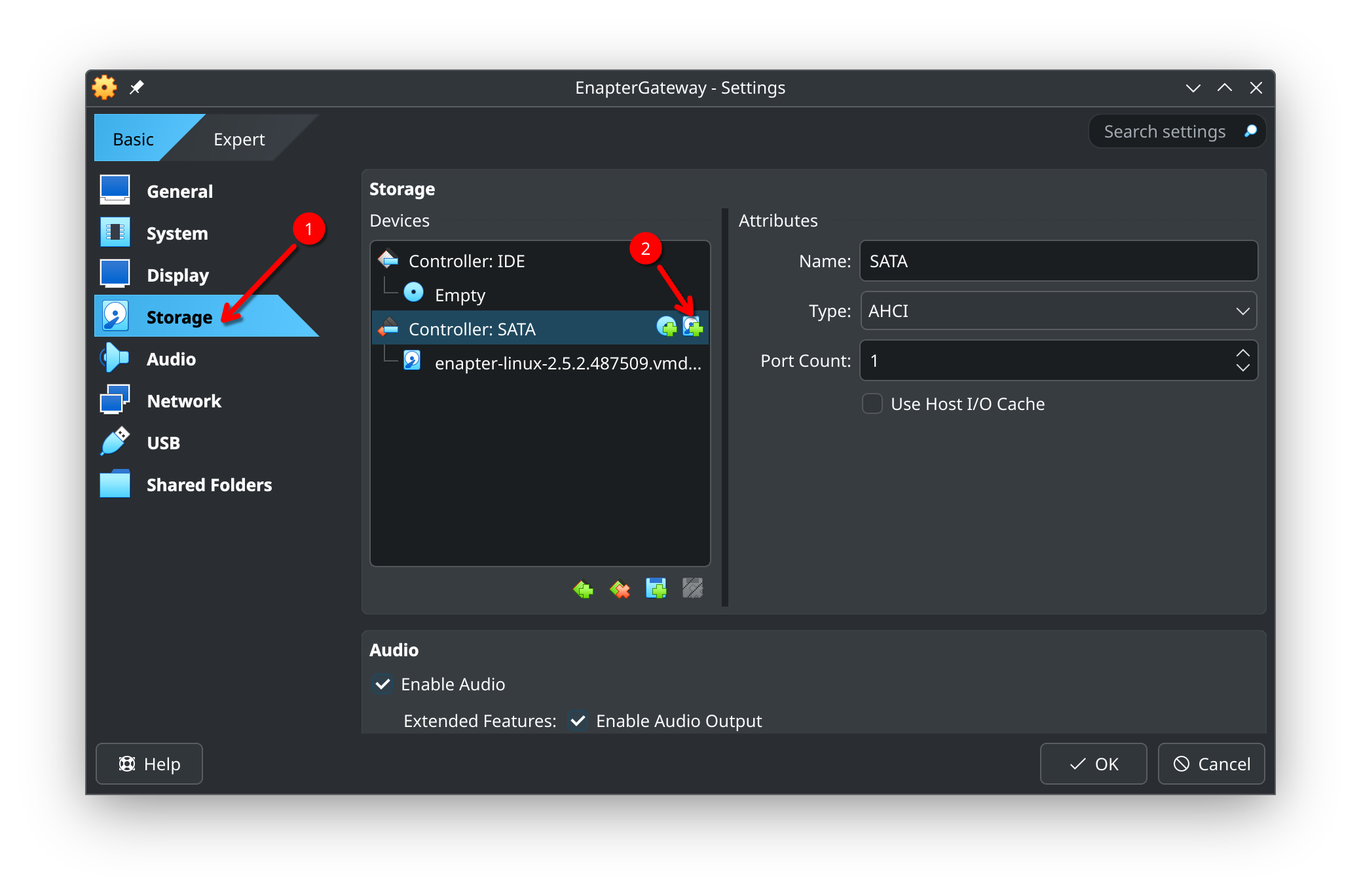 Storage Settings Configuration
