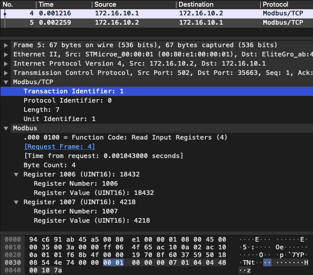 Reading Modbus Response