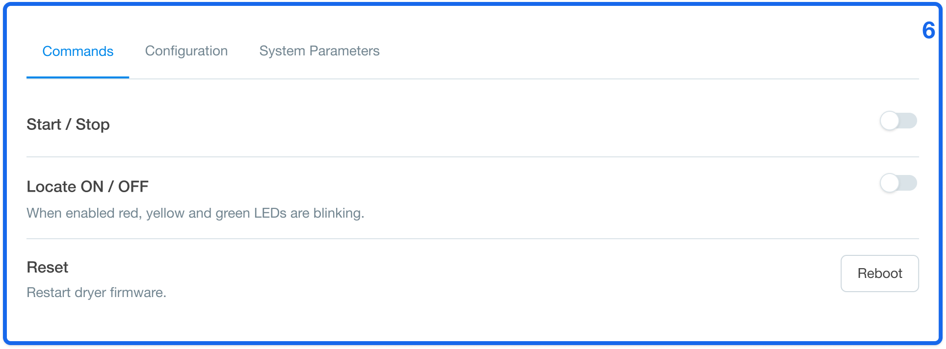 DRY41 Web GUI Commands