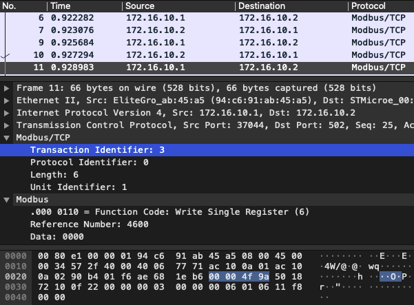 Writing Heartbeat Modbus Timeout Request 2