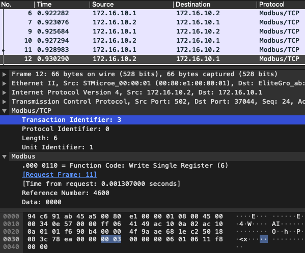 Writing Heartbeat Modbus Timeout Response 2